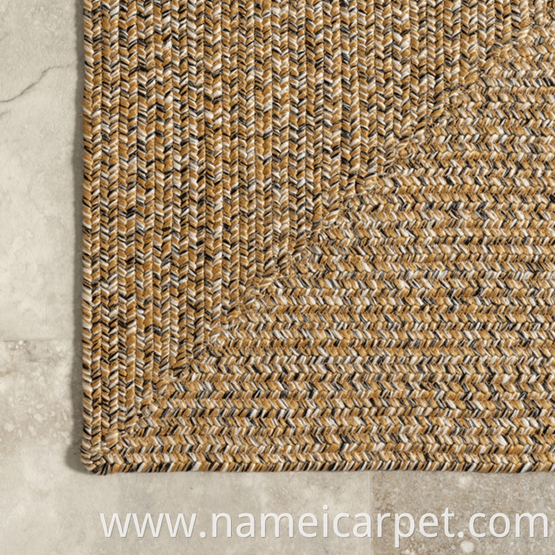 polypropylene braided woven brown colour outdoor patio rug(75)
